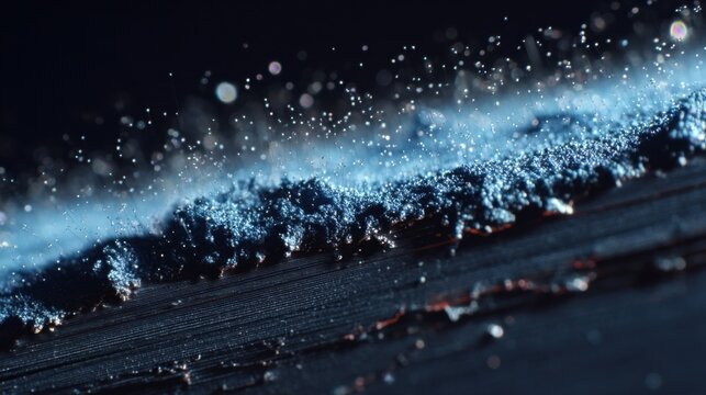 An extreme closeup of a metallisation layer on the backside of a GaN wafer displaying microscopic features such as grain boundaries and surface roughness that affect electrical performance.