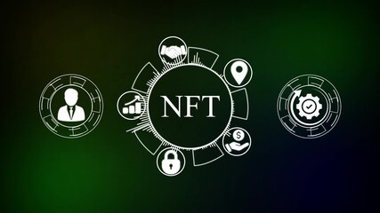 NFT Technology, Internet and network concept .network , business ,technology concept animation technology background. Animated NFT process illustration featuring video, - Powered by Adobe