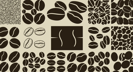 Obraz premium Coffee Beans Seamless Pattern in Brown Colors