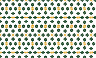 Green and Yellow Flower Pattern on White Background floral