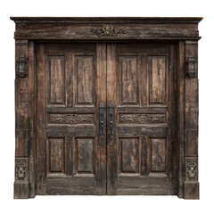 Old Wooden Door Isolated Transparent PNG, Vintage Western Style