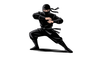 Dynamic ninja warrior in martial arts stance ready for action © Anukul Debnath