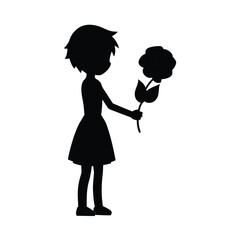 Anime boy holding rose silhouette vector design