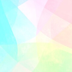 Pastel-colored abstract shapes overlap, creating a soft, dreamy effect