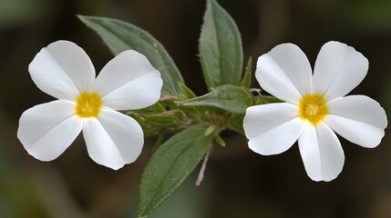 Fototapeta premium Close-up Two White Flowers Yellow Center Macro Photography