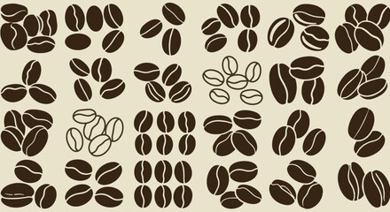Obraz premium Coffee Beans Seamless Pattern in Brown Colors