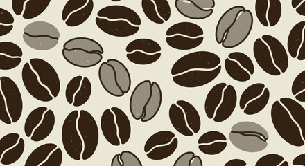 Obraz premium Coffee Beans Seamless Pattern in Brown Colors