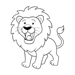 A bold cartoon lion stands with its mouth wide open, roaring fiercely. This fun coloring page captures the king of the jungle’s strength, energy, and wild spirit.

