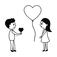 Romantic proposal scene with heart shaped balloons