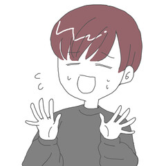 なにかに遠慮する若い男性