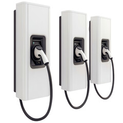 Electric vehicle charging stations with modern design and multiple ports