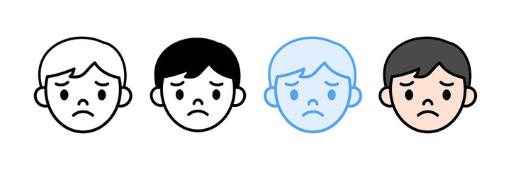 Sad Boy Icon Set Multiple Style Collection