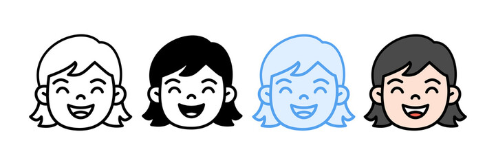 Laughing Girl Icon Set Multiple Style Collection