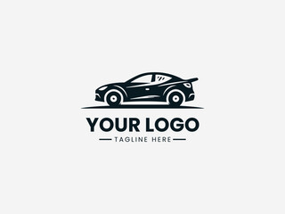 Fototapeta premium Modern automotive emblem with sleek vehicle silhouette and dynamic motion lines