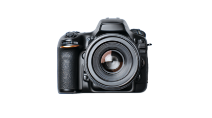 Modern DSLR Camera Isolated On Transparent Background, PNG