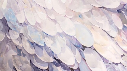 A close-up of an abstract painting with textured brushstrokes in colors such as soft pinks, yellows, oranges, and blues, creating a dreamy atmosphere reminiscent of Impressionist art.