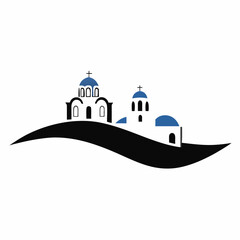 Santorini greece architecture vector illustration with blue domes and white buildings travel destination design