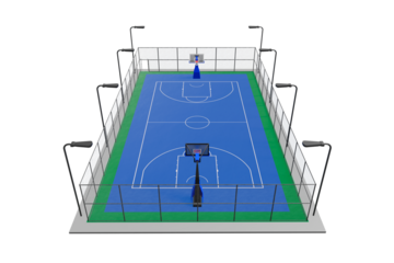 Outdoor basketball court in a park where people can enjoy playing and recreational activities, transparent background