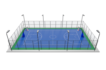 Outdoor basketball court in a park where people can enjoy playing and recreational activities, transparent background