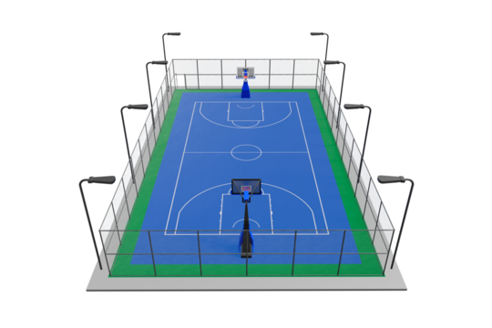 Outdoor basketball court in a park where people can enjoy playing and recreational activities, transparent background
