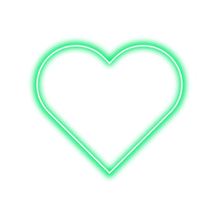 Green glowing neon love shape element