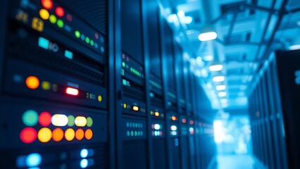 A sleek server rack with glowing indicators, embodying modern technology and innovation.