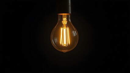Abstract glowing light bulb symbolizing innovation against a dark atmospheric backdrop.