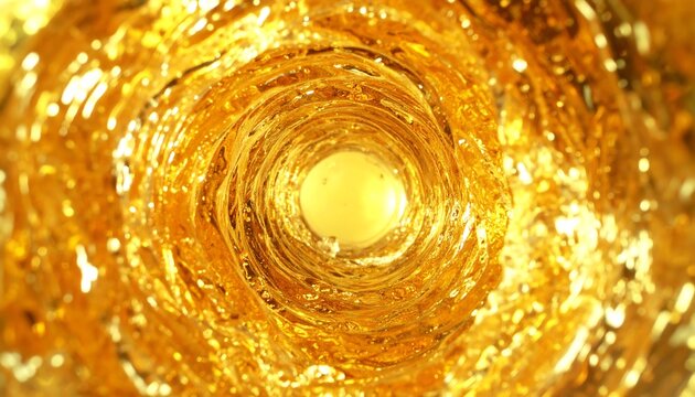 Abstract swirling vortex of golden liquid, creating a hypnotic tunnel effect - Powered by Adobe