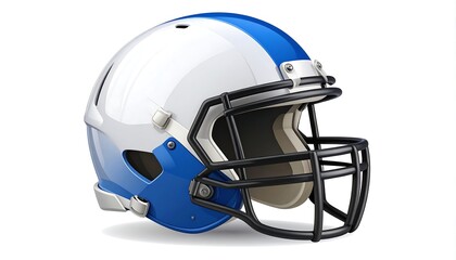 Naklejka premium White and Blue Football Helmet, Side View, Studio