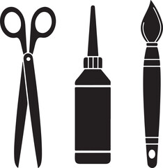 Art Supplies Scissors, Glue, Brush