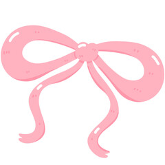 Obraz premium Pastel Pink Bow Clipart – Cute Hand-Drawn Ribbon for Baby, Wedding, and Valentine’s Designs