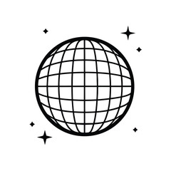 Retro disco ball with shiny reflective surface illustration