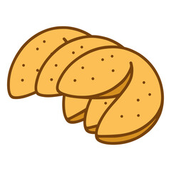 sweet crunchy fortune cookie snack flat color vector illustration template design