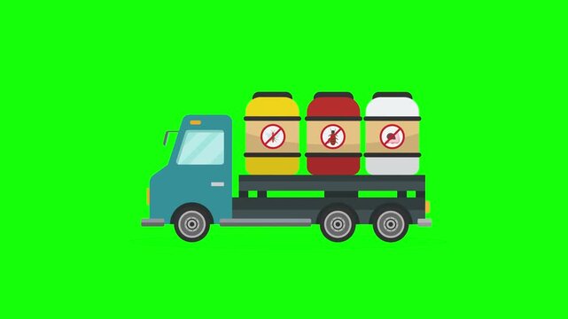 Pest Control Truck Animation with Green Screen cartoon animation