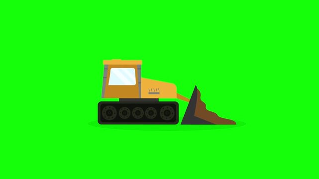 Bulldozer on Green Screen cartoon animation