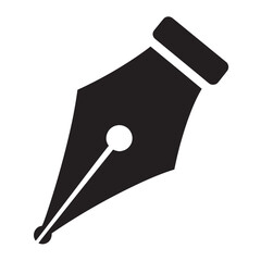 black and white silhouette of a vector writing icon on a white background