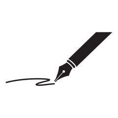 black and white silhouette of a vector writing icon on a white background