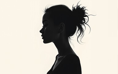 female silhouette drawing hand illustration digital, in the style of minimalist canvases. High quality