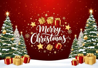 Obraz premium Winter Wonderland Scene with Gifts and 