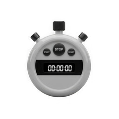 Obraz premium 3d icon of a gray stopwatch with digital display isolated on transparent background