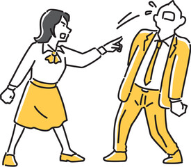 女性のクレームにのけぞる男性