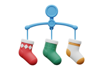 Isolated Christmas Baby Mobile with Decorated Stockings for Nursery Decor and Holiday Theme