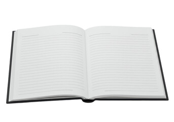Isolated Open Notebook with Lined Pages, Ideal for Writing, Note-Taking, and Planning on a White Background