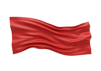 Isolated Red Silk Fabric Waving in Air with Soft Folds and Shadows, Representing Luxury, Elegance, and Grace on White Background