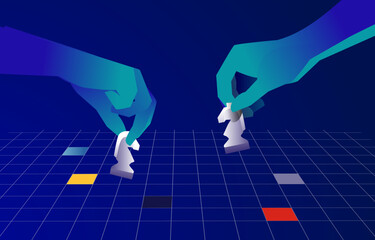 Chess game in progress Knight placement and strategy