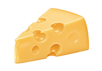 Isolated Vector Illustration of Cartoon Cheese Slice Featuring Realistic Holes and Shading