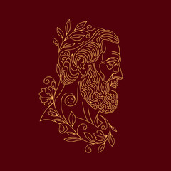 Minimalist Ancient Greek Philosopher Bust Line Art – Socrates Plato Aristotle Mythology Illustration for T-Shirt, Tattoo, and Logo Design
