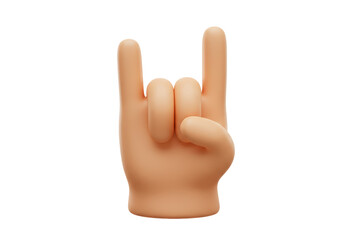 Isolated three-dimensional cartoon hand gesture making a rock and roll sign symbol emoji
