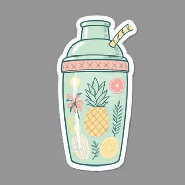 tropical cocktail shaker design clip art preview