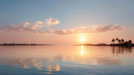 Obraz premium witness breathtaking beauty of maldives during sunset where ocean meets sky in spectacular display
